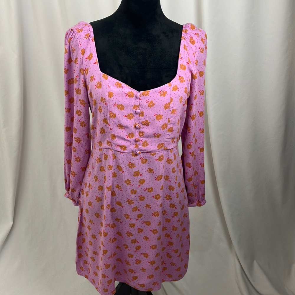 Billa Bong floral purple and brown cottage core prairie style dress size large